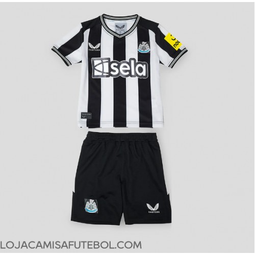 Camisa de Futebol Newcastle United Equipamento Principal Infantil 2023-24 Manga Curta (+ Calças curtas)